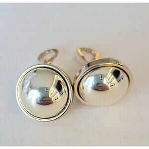 RLL Ralph Lauren Signed 2-Tone Earrings Silver Gold Clip TJG